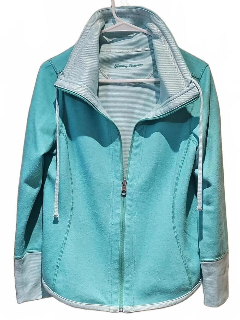 Tommy Bahama Sun Fade Flipside Reversible Full Zip Jacket Teal Size M